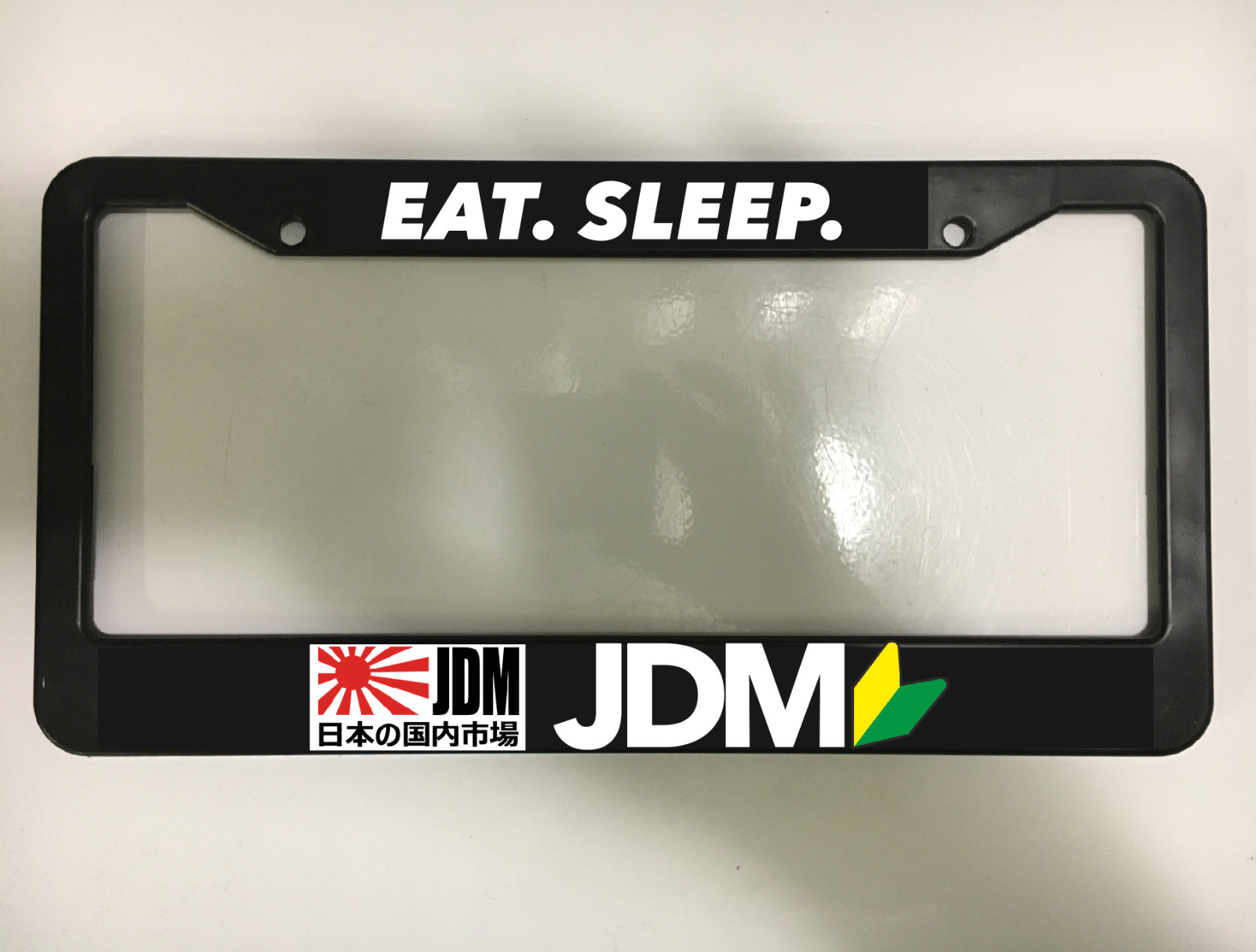 EAT SLEEP JDM WAKABA JAPANESE JAPAN DRIFT TUNER Black License Plate Frame NEW