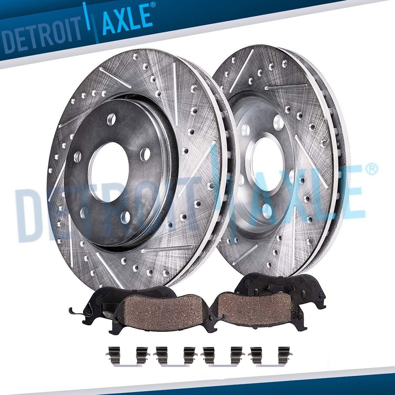 Front Drilled Slotted Rotors + Brake Pads for 2006-2009 2010 2011 Honda Civic