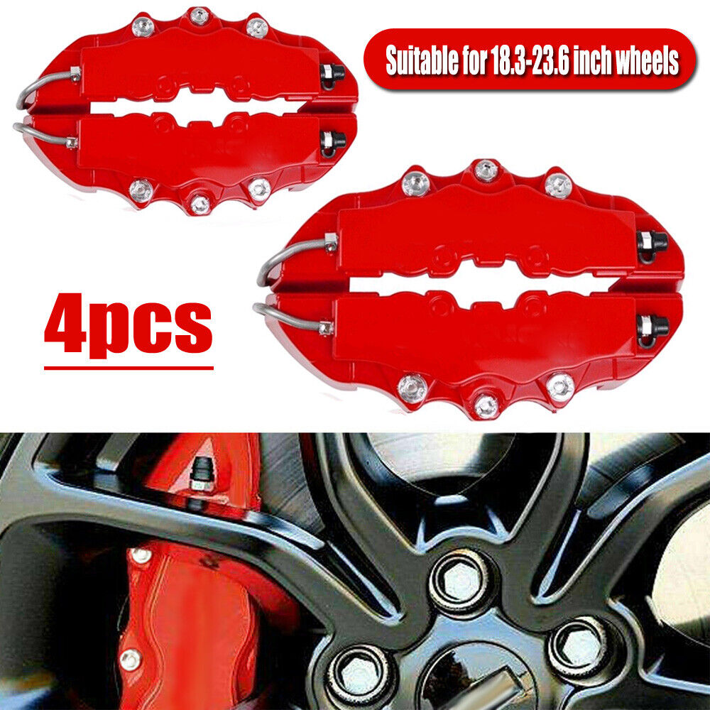 4x Red 3D Style Front+Rear Car Disc Brake Caliper Cover Parts  Brake Accessories