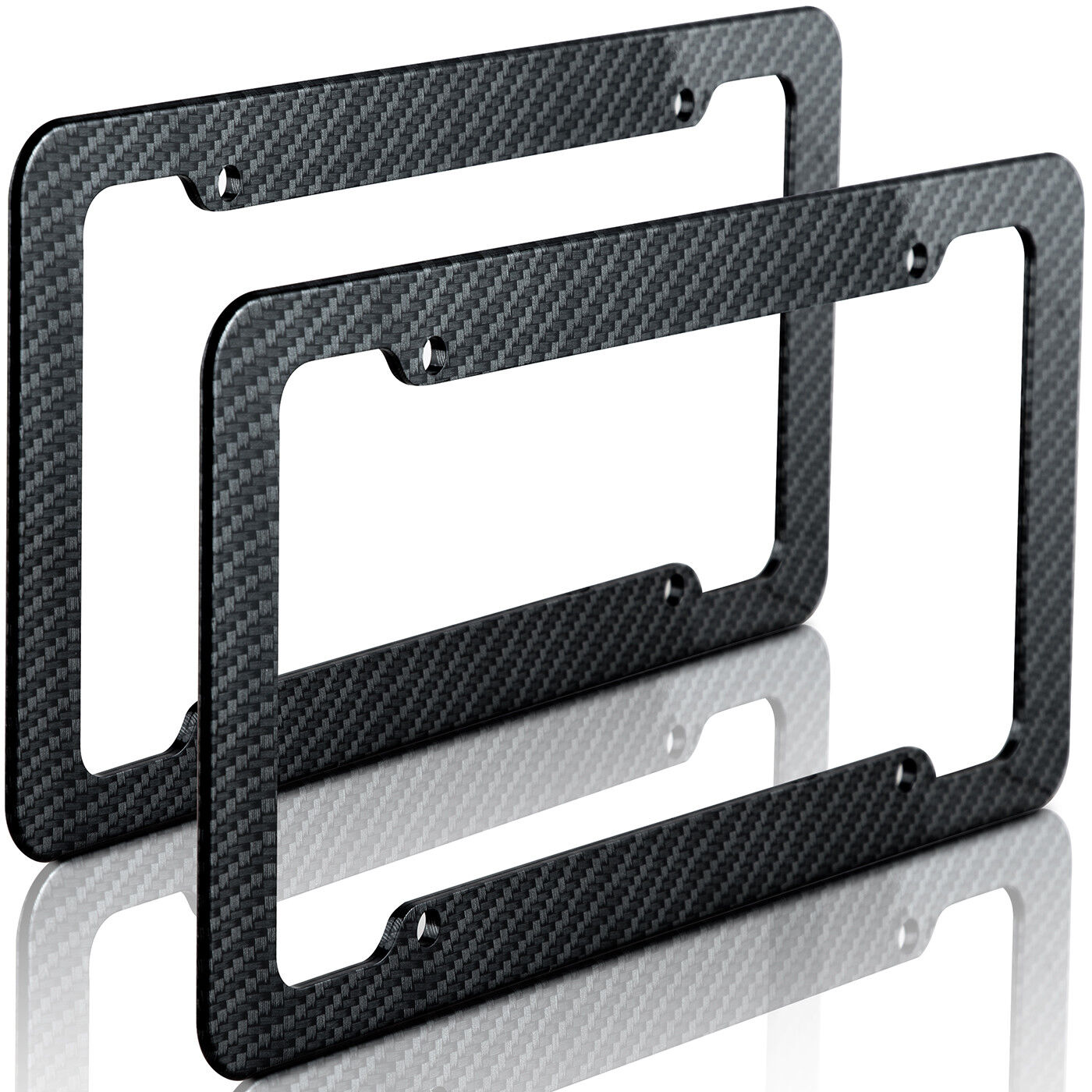 Plastic Carbon Fiber Style License Plate Frames Front and Rear Bracket 2pc Set