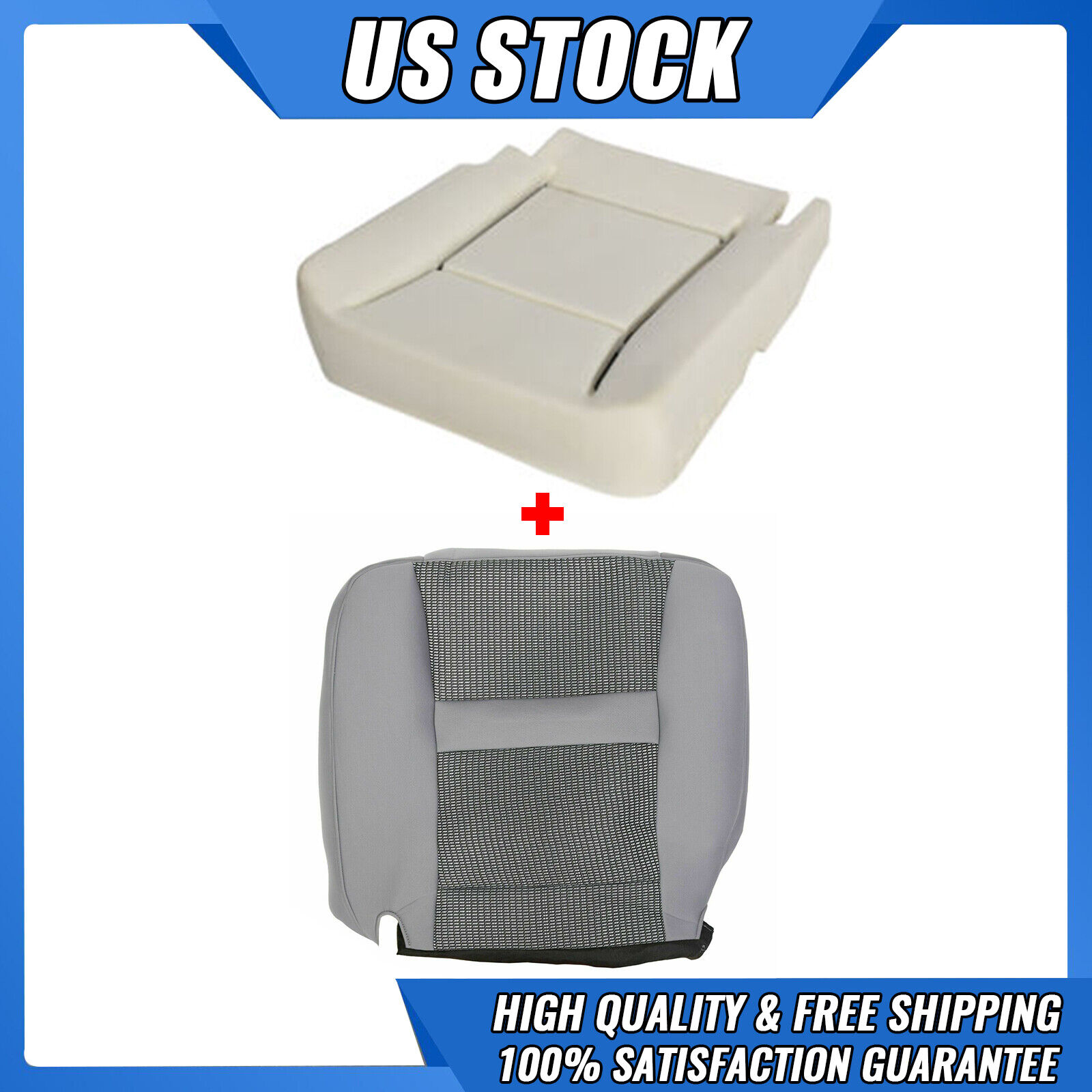 For 2006-2010 Dodge Ram 1500 2500 Driver Seat Bottom Foam Cushion + Seat Cover