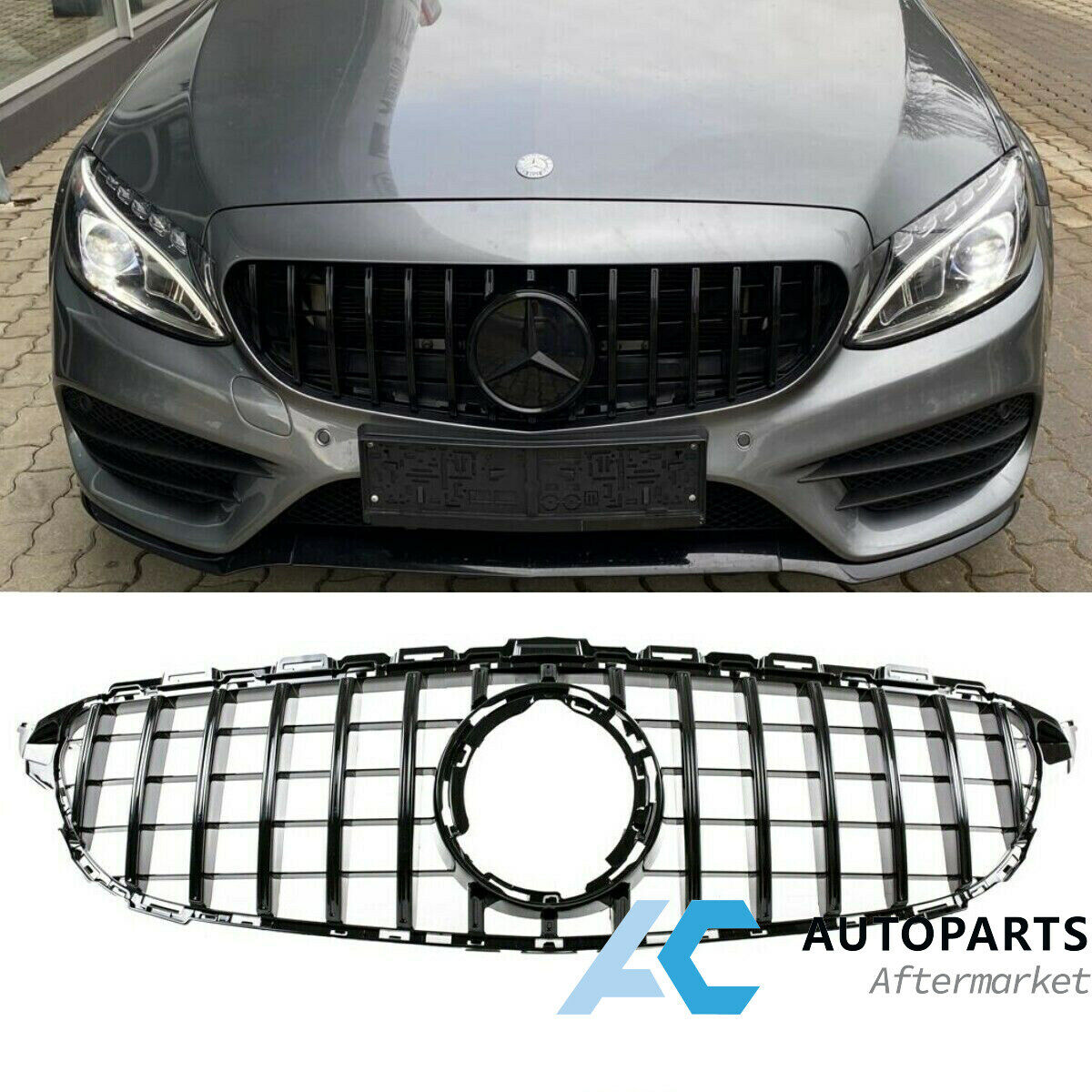 GT R AMG Style Grill Grille Front Bumper for Mercedes Benz W205 C300 C43 18+