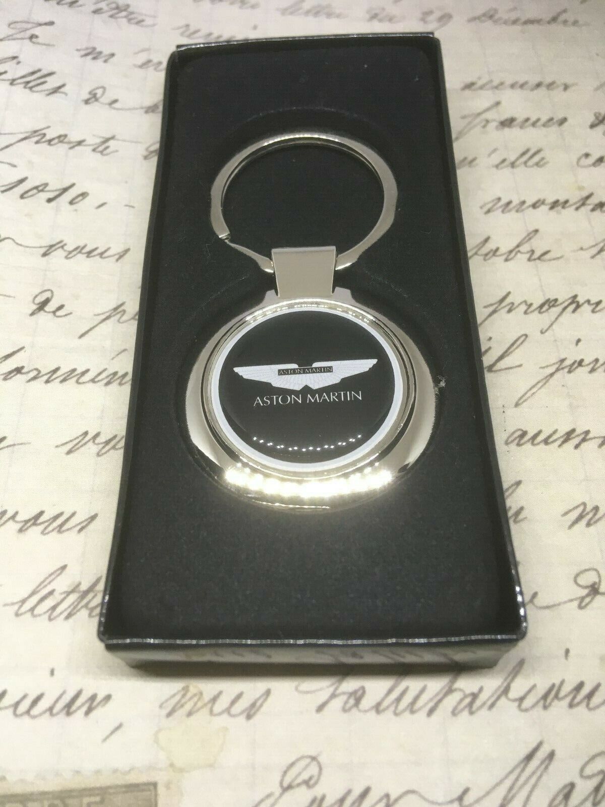 Chrome Keyring With Printed Aston Martin Logo Vantage Vanquish DB8 DB9 DB10