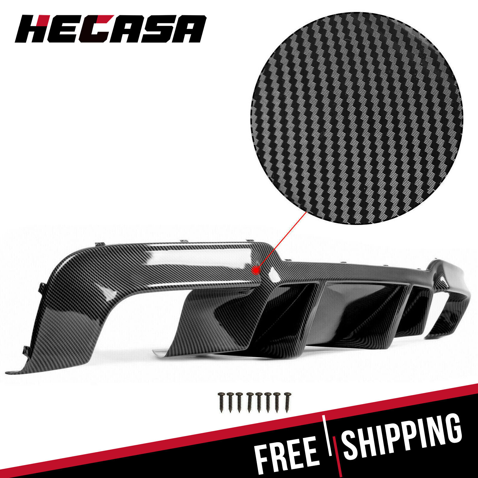 HECASA DTM Style Rear Diffuser Quad Tips Carbon Fiber Style Fit 12-16 BMW F10 M5