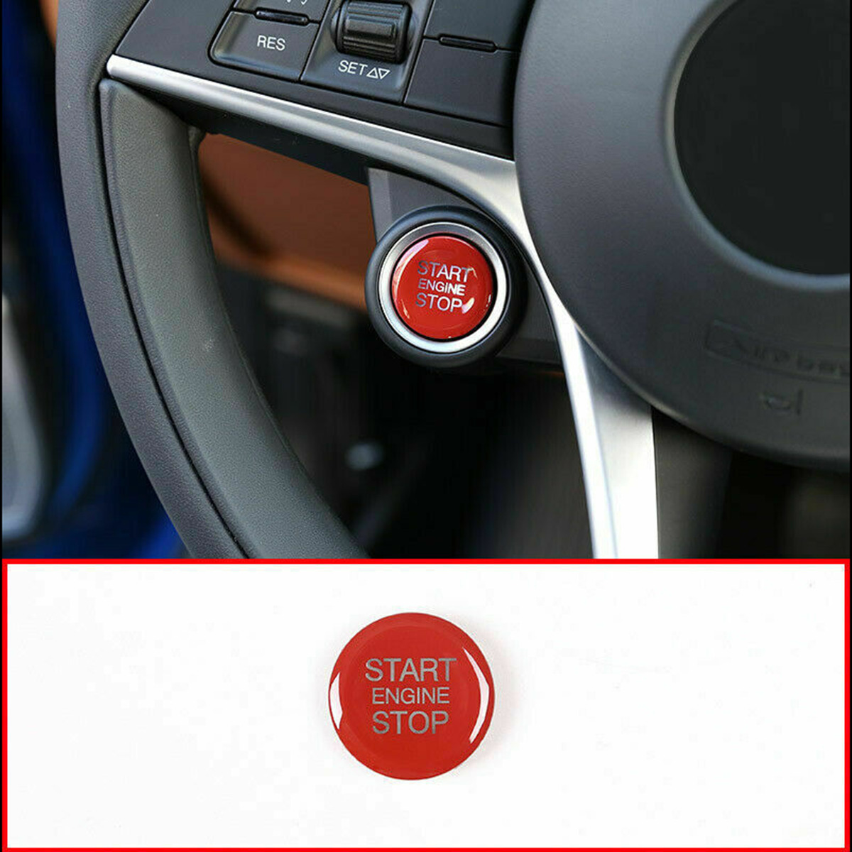Red Car Start Engine Stop Cover Trim For Alfa Romeo Giulia Stelvio 2017-2020