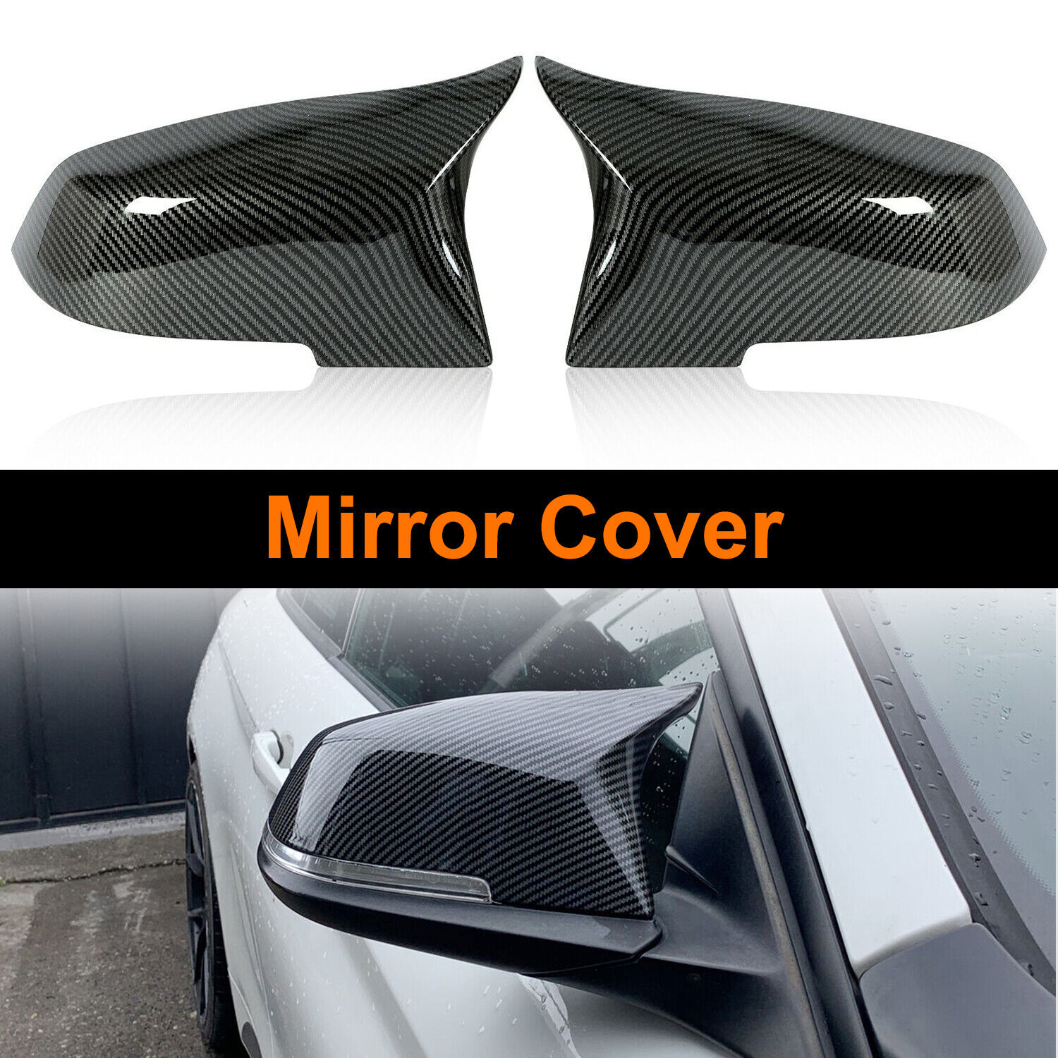 2x Carbon Fiber Side Mirror Cover Caps for BMW 3 Series F30 F31 320i 328i