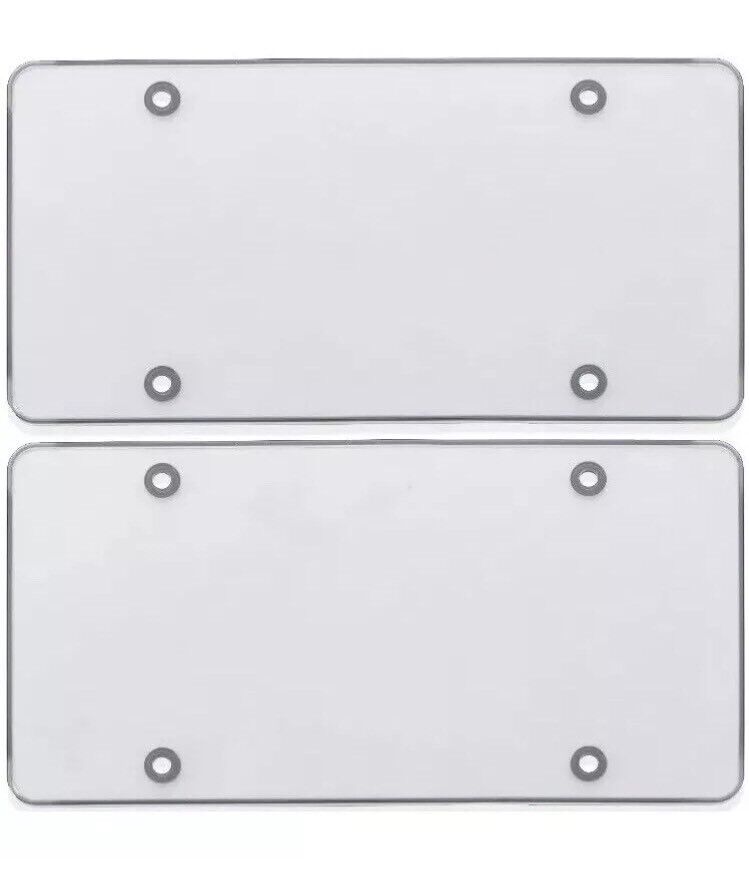 Flat Clear License Plate Cover - 2 Pack of Heavy-Duty Shields