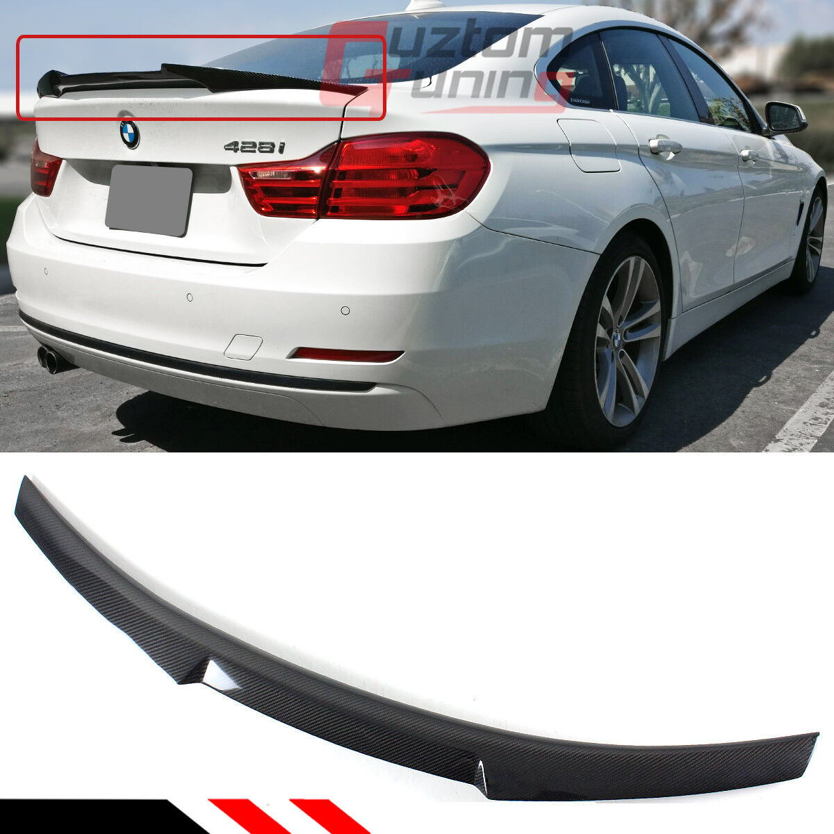 FOR 2014-19 BMW F36 4 SERIES GRAN COUPE 4DR CARBON FIBER M4 STYLE TRUNK SPOILER