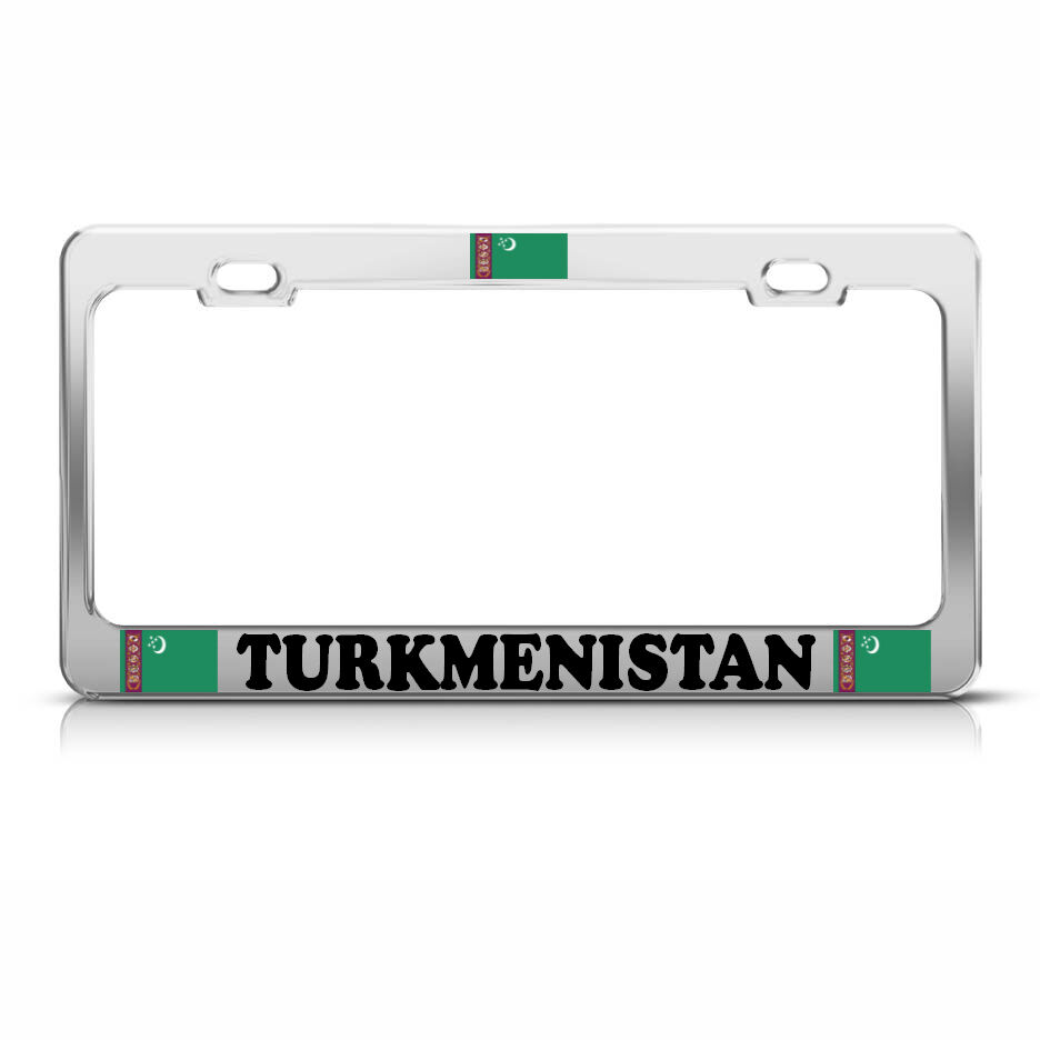 TURKMENISTAN FLAG Heavy Duty Chrome Metal License Plate Frame Tag Border