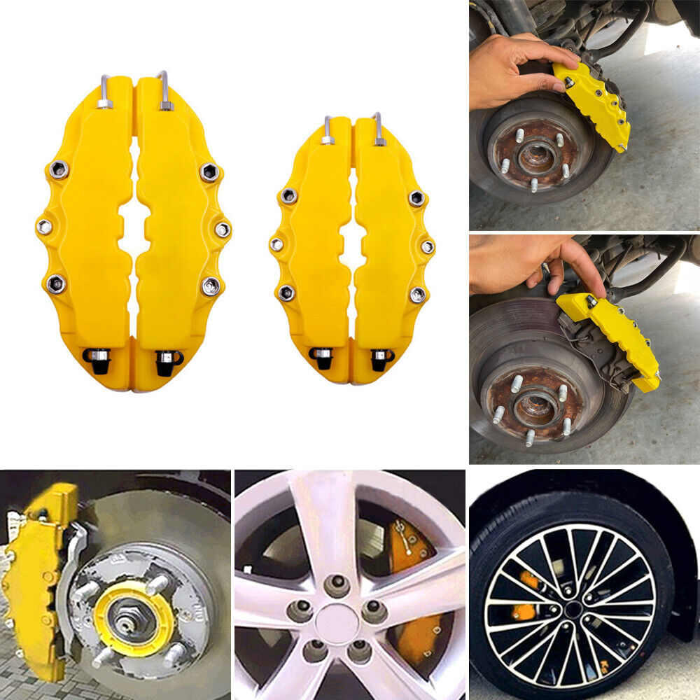 Yellow 3D Style Front+Rear Car Disc Brake Caliper Cover Parts Brake Accessories