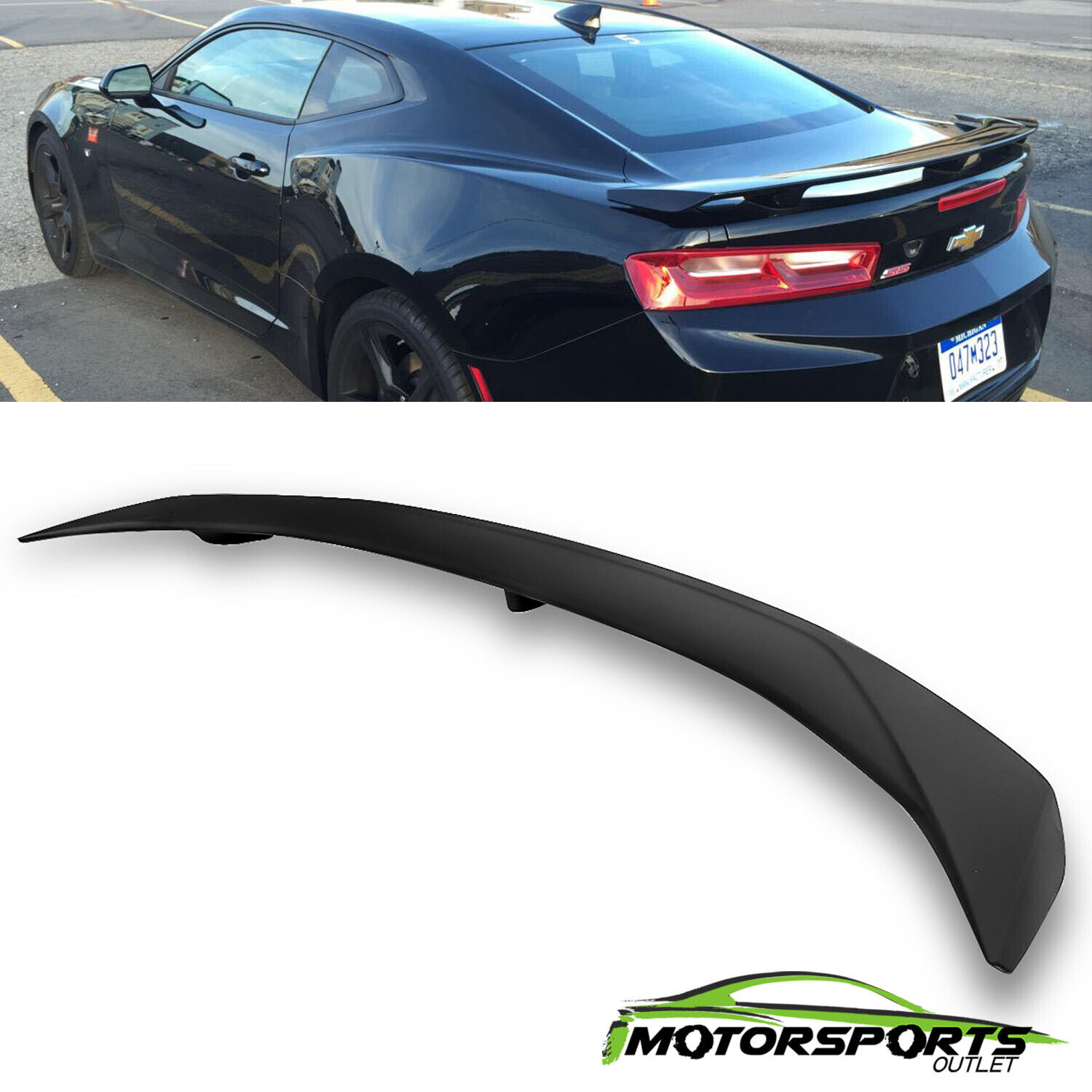For 2016-2021 Chevy Camaro RS SS ZL1 3-POST ABS Rear Trunk Spoiler Matte Black