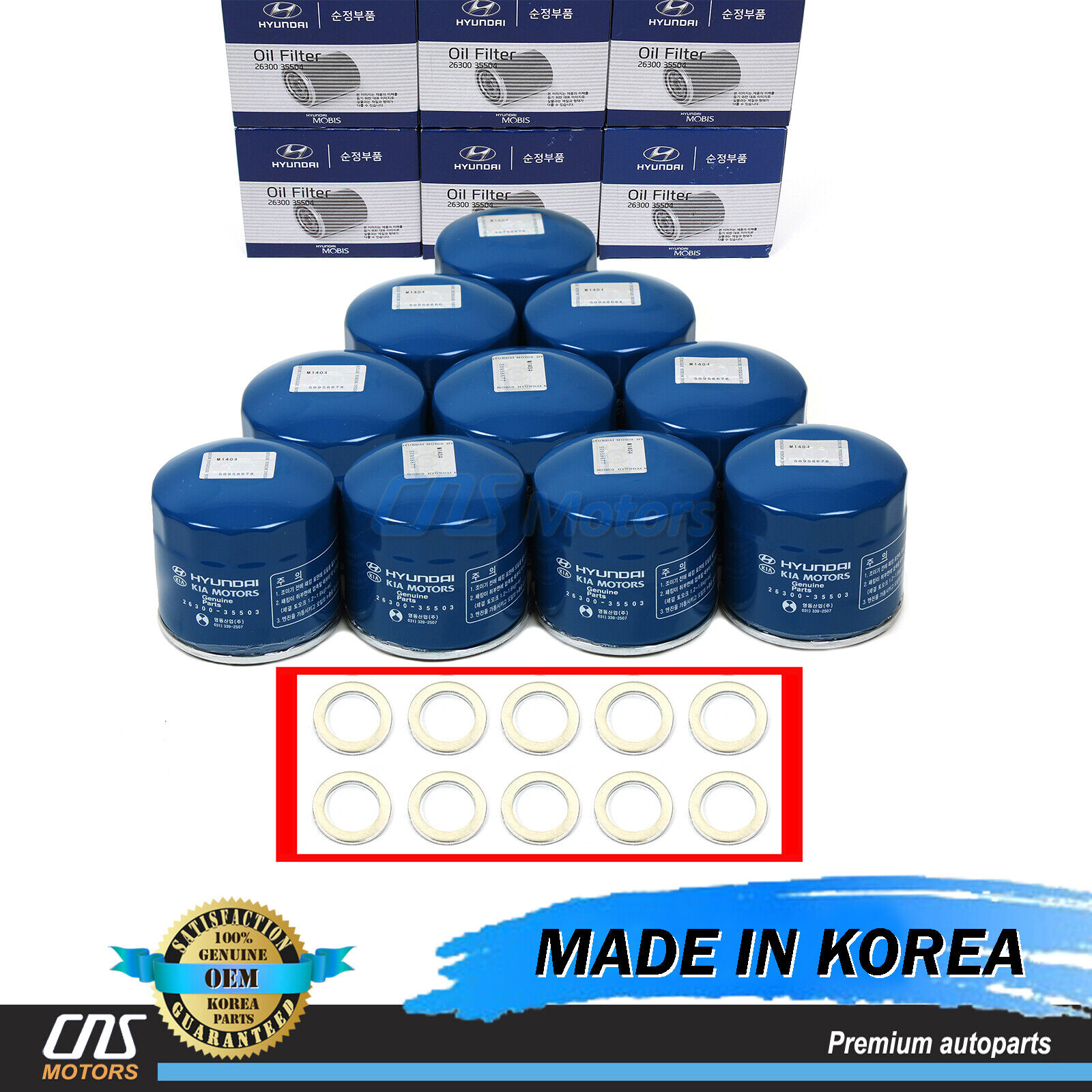 GENUINE Engine Oil Filter 10PACK & Washers for Hyundai Kia OEM 2630035505 ⭐⭐⭐⭐⭐