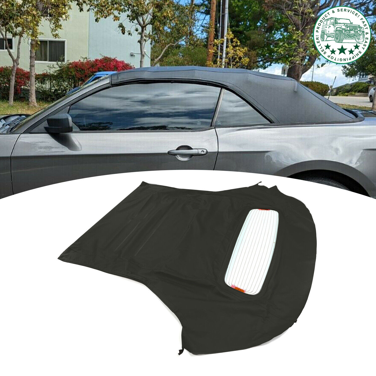For 2005-2014 Ford Mustang Convertible Top Soft  & Heated Glass Window Sailcloth