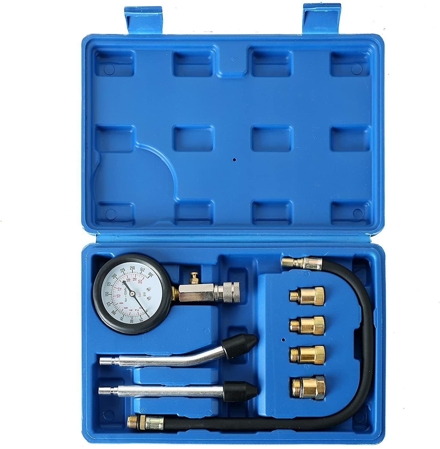 8pcs Petrol Engine Cylinder Compression Tester Kit Gauge Tool Automotive