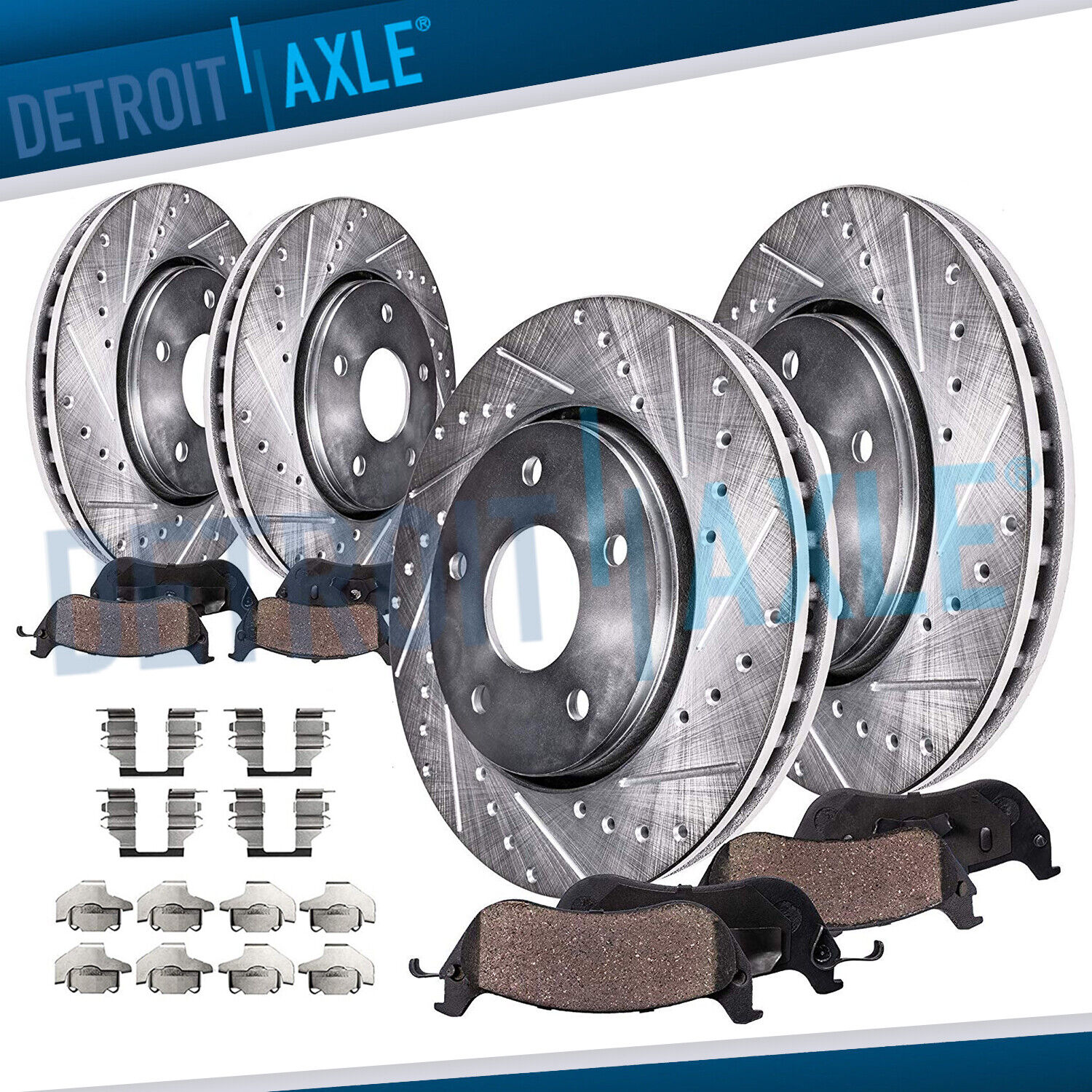 Front and Rear DRILLED Disc Rotors and Ceramic Brake Pads for 2004-2010 BMW X3