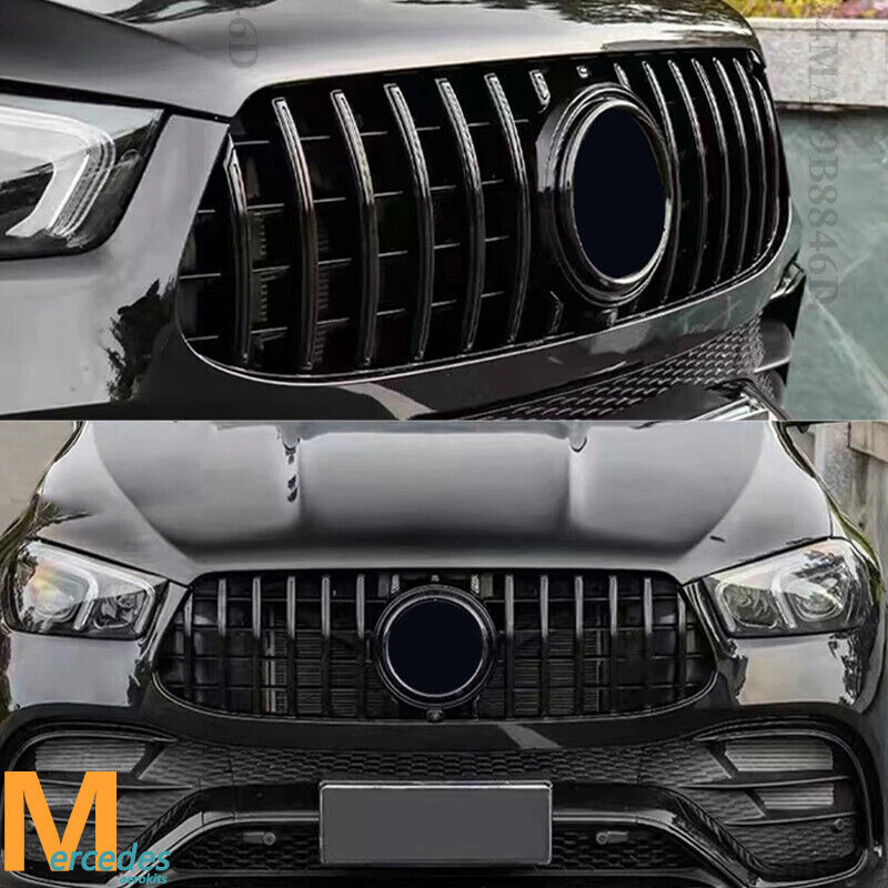 For Mercedes Benz GLE W167 2020-ON w/Camera ALL Black Front Grille GTR Grill