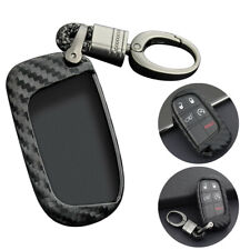 Carbon Fiber Key Fob Chain For Jeep Dodge Chrysler Accessories Cover Case Ring picture