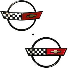 Pair 1984 - 1990 Corvette C4 Front Nose and Rear Gas Lid Emblem Badge picture