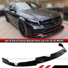 FOR 19-2022 MERCEDES BENZ W205 C300 C43 AMG GLOSS BLACK B STYLE FRONT BUMPER LIP picture