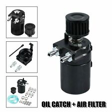 Oil Catch Reservoir Breather Can Tank +Filter Kit Cylinder Aluminum Engine Black picture