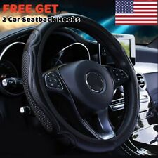Black Leather Car Steering Wheel Cover Breathable Anti-slip Car Accessories US picture