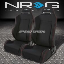 2 X NRG TYPE-R FULLY RECLINABLE RED STITCH RACING SEATS+ADJUSTABLE SLIDER BLACK picture