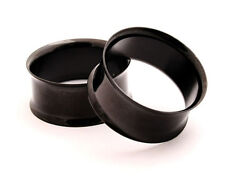 Pair of BLACK Steel Double Flare Tunnels set gauges plugs PICK SIZE picture