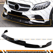 GLOSS BLACK B STYLE FRONT BUMPER LIP FOR 19-2022 MERCEDES BENZ W205 C300 C43 AMG picture