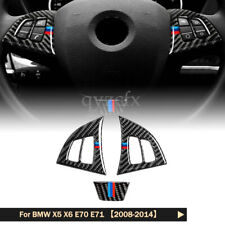 Real Carbon Fiber Steering Wheel Button Cover Trim For BMW X5 X6 E70 E71 2008-14 picture