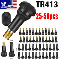50pcs Tire VALVE STEMS TR 413 Snap-In Car Auto Short Rubber Tubeless Tyre Black picture