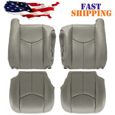 For 2003 2004 2005 2006 Chevy Silverado GMC Sierra Front Leather Seat Cover Gray picture
