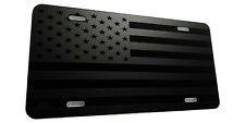 Tactical American Flag Aluminum License Plate Matte Black on Black X025 picture