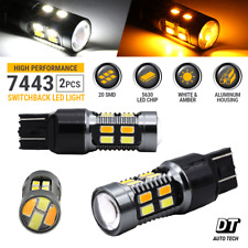 7443 7440 7444 LED Turn Signal Switchback White/Amber DRL Parking Light Bulbs picture