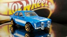 '70 Ford Escort RACING BLUE Fast & Furious  Hot Wheels * White Stripes Gold Rims picture