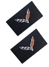 Fits 2015-2019 C7 Corvette - Visor Label Decal Covers With Crossflag Logo picture