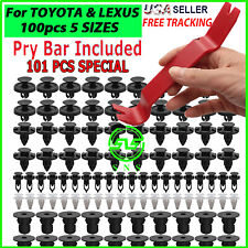 101 TOYOTA LEXUS Trim Panel Clips Bumper Fender Push Pin Rivet 7 8 9mm W PRY BAR picture