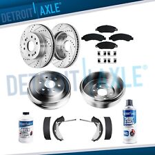 Front Drilled Rotors Pads Rear Drums Shoes for 2005 - 2008 Silverado Sierra 1500 picture