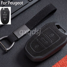 Black Suede Leather TPU Key Cover Case Fob Holder For Peugeot 408 Citroen DS 508 picture
