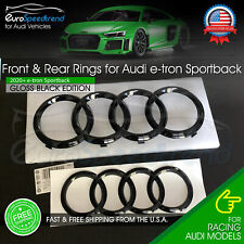 Audi etron Sportback Ring Front Grille & Rear E-TRON Trunk Gloss Black Emblem OE picture