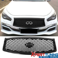 Fits 14-17 Infiniti Q50 4Dr Front Hood Mesh Grille Eau Rouge Style Gloss Black picture