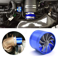 Blue Car Air Intake Turbonator Single Fan Turbine Gas Fuel Saver Turbo Universal picture