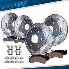 Front & 325mm Rear Drilled Rotors Brake Pads for Chevy Silverado GMC Sierra 1500 picture