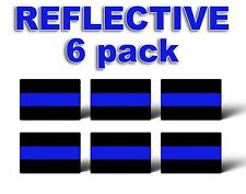 6 REFLECTIVE THIN BLUE LINE Stickers License Plate Tag Decals Police Car Truck picture