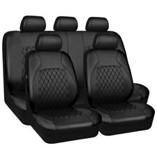 Black Leather 5-Sits Car Seat Covers Front Rear Full Interior Cushion Set 9Pcs   picture
