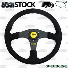 Universal 350mm Racing Steering Wheel w/ Suede Leather Arrow Horn For MOMO Hub picture