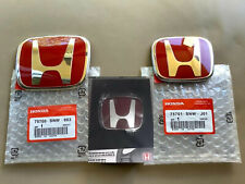 3Pcs Honda Civic Sedan 4Dr 06-15 Red JDM H Front Rear Steering EMBLEM GRILLE 3X picture