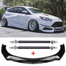 For Ford Focus Fiesta Fusion ST RS Gloss Front Bumper Lip Splitter + Strut Rods picture