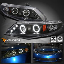 Black Fits 2006-2011 Honda Civic 4Dr Sedan LED Halo Projector Headlights Lamps picture