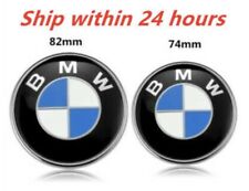 BLACK 2PCS Front Hood & Rear Trunk (82mm & 74mm)  BMW Badge Emblems W/ GROMMETS picture