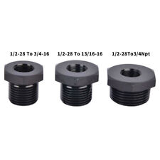 3PCS 1/2-28 to 3/4-16, 13/16-16, 3/4 NPT Thread Oil Filter Adapters Black picture